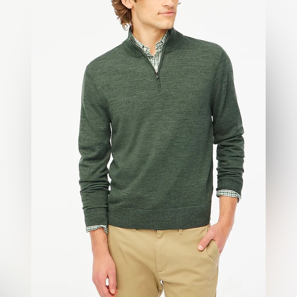 j.crew men’s merino wool blend half zip | size L